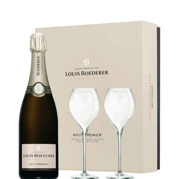 champagne Louis Roederer brut premier coffret 2 flutes