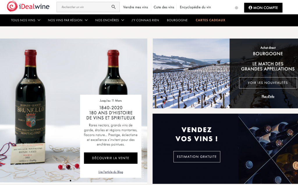 Site de vente aux enchères de vin Idealwine