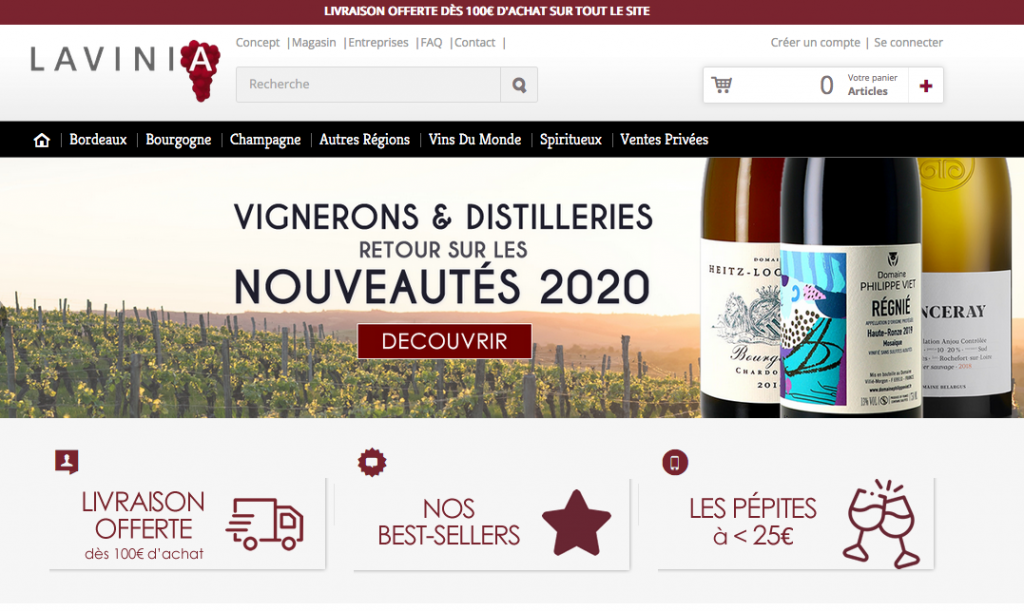 Le site de vin en ligne Lavinia