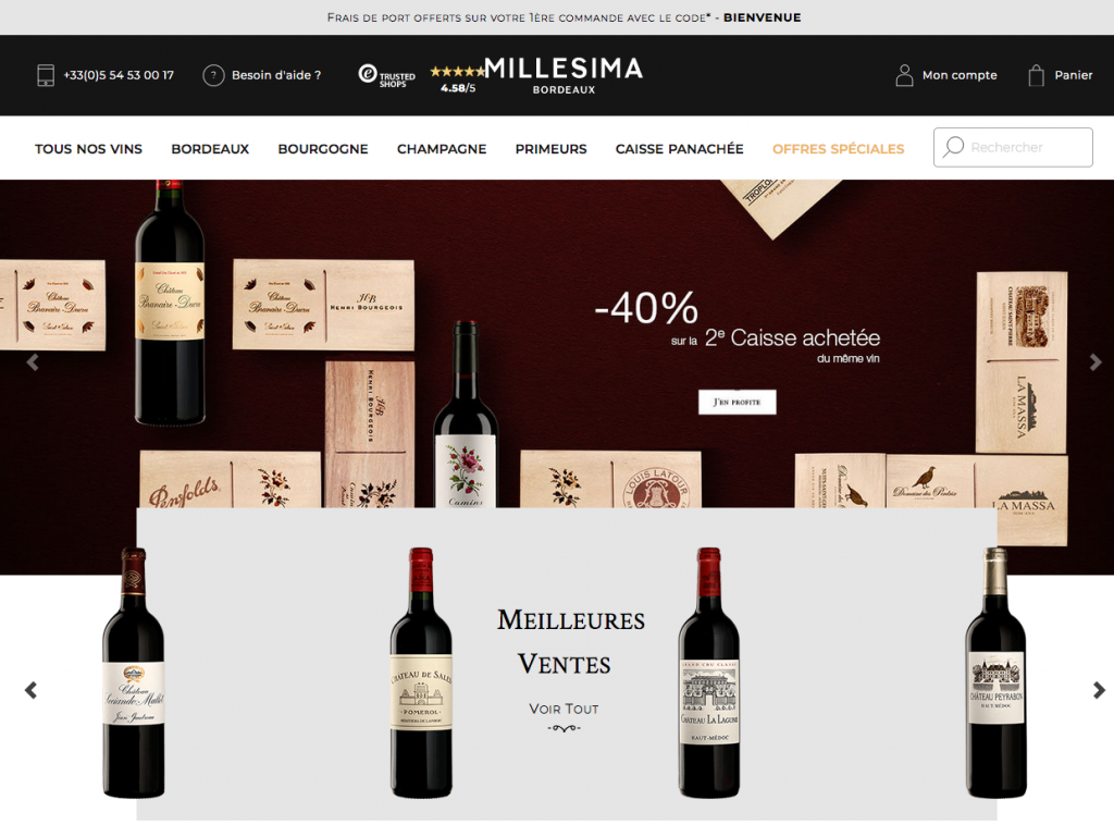 Le site de vente de vin en ligne Millesima