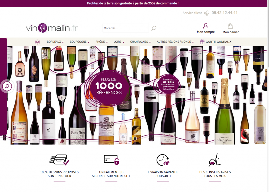 Le site de vente de vin en ligne Vinmalin.fr