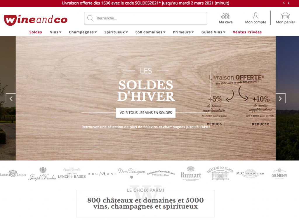 Site de vente de vin en ligne Wineandco