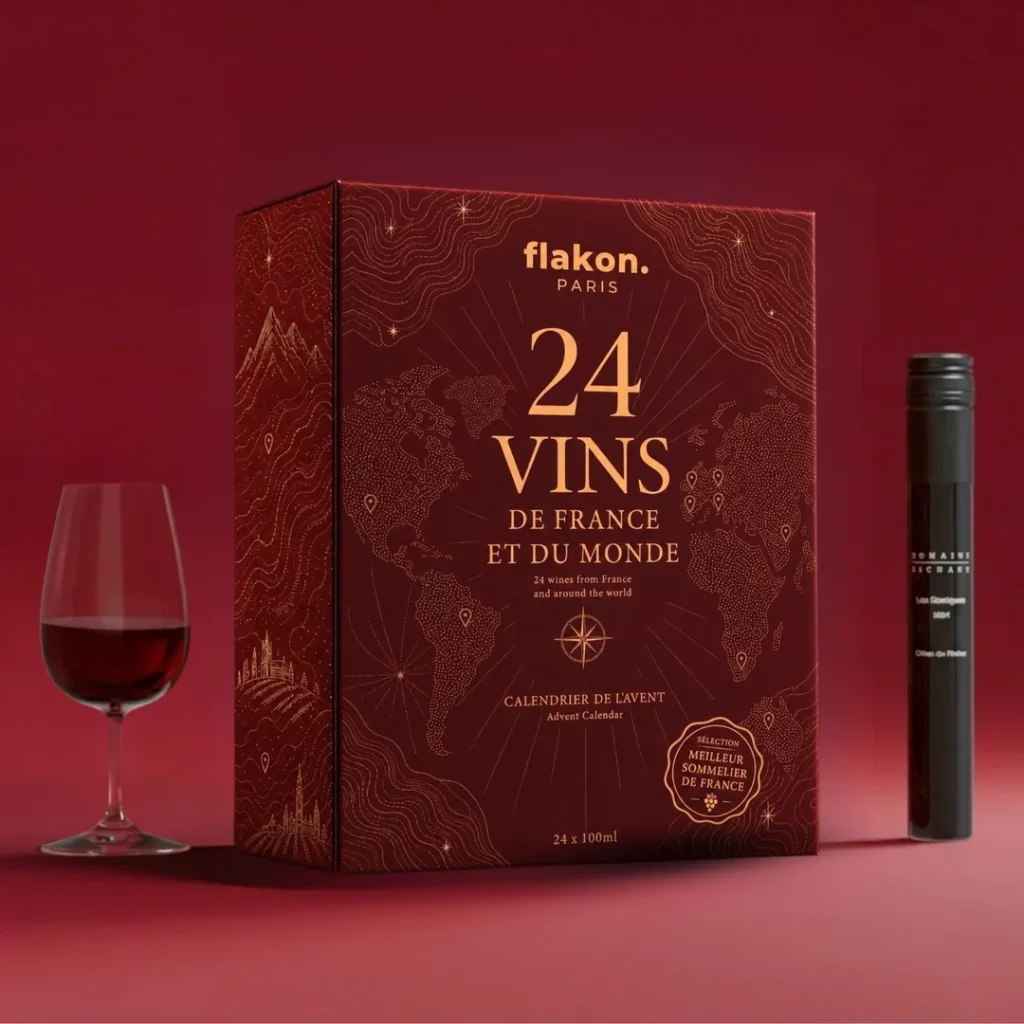 Calendrier avent 24 vins de France du Monde Flakon