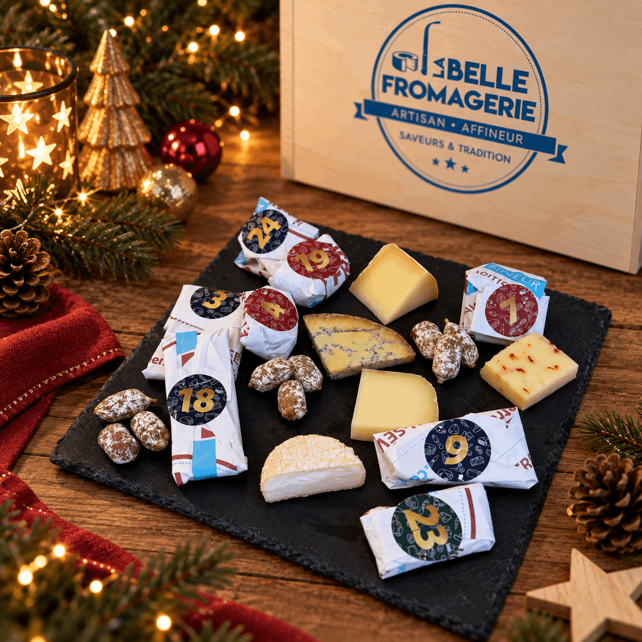 Calendrier de l'avent fromage saucisson La Belle Fromagerie